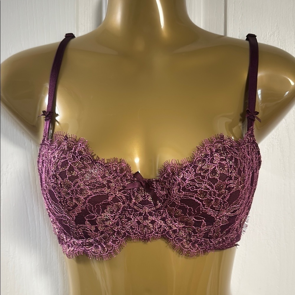 VICTORIAS SECRET Dream Angles Push Up without Padding Burgandy Sz 32D
